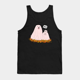 Illustrated spooky cute dogs dressed as ghosts for Halloween Tank Top